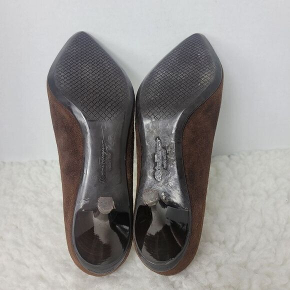 Salvatore Ferragamo Tanna Women's  Shoes Size 8 Brown Suede Kitten Heel - Picture 10 of 12